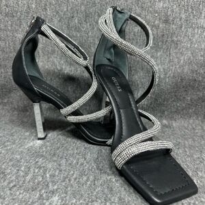 Guess Strappy Black and Silver Heels